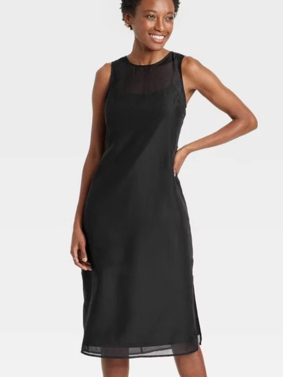 a new day Dresses & Skirts - a new day Black Sheer Organza Midi Dress NWT Medium